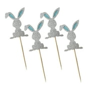 LKWLPD 4 Pcs Easter Cupcake Topper Cute Bunny Cupcake Toppers Rabbit Easter Party Cake Topper Decorations Glitter Easter Bunny Themed Cake Decoration,SL2